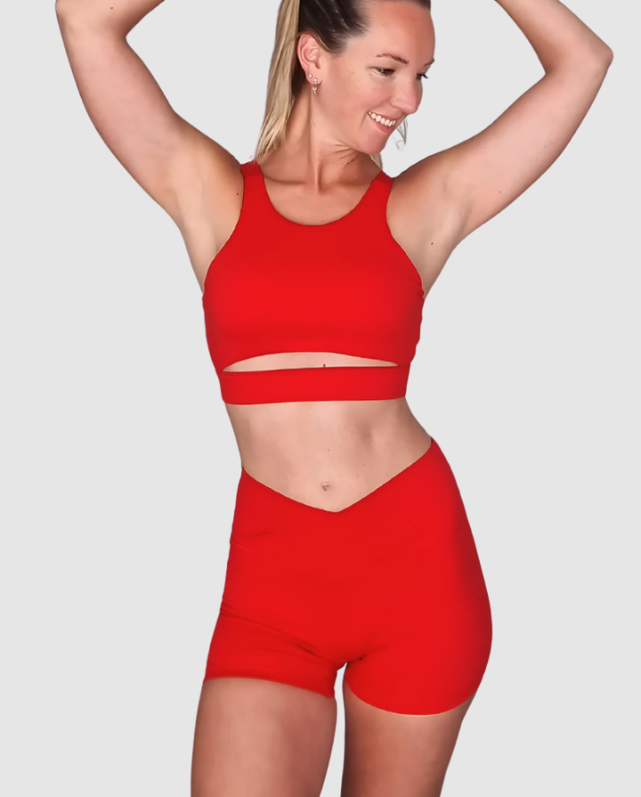Luxe High Cut Crop Red